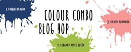 Colour Combo card using Night of Navy, Flirty Flamingo and Granny Apple Green