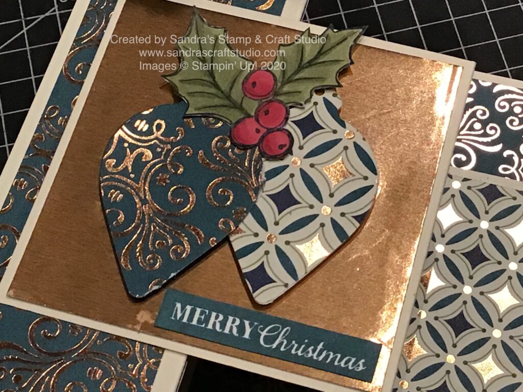 Double Z-Fold Christmas card using Christmas Gleaming stamp set and Gleaming Christmas Designer Series Paper