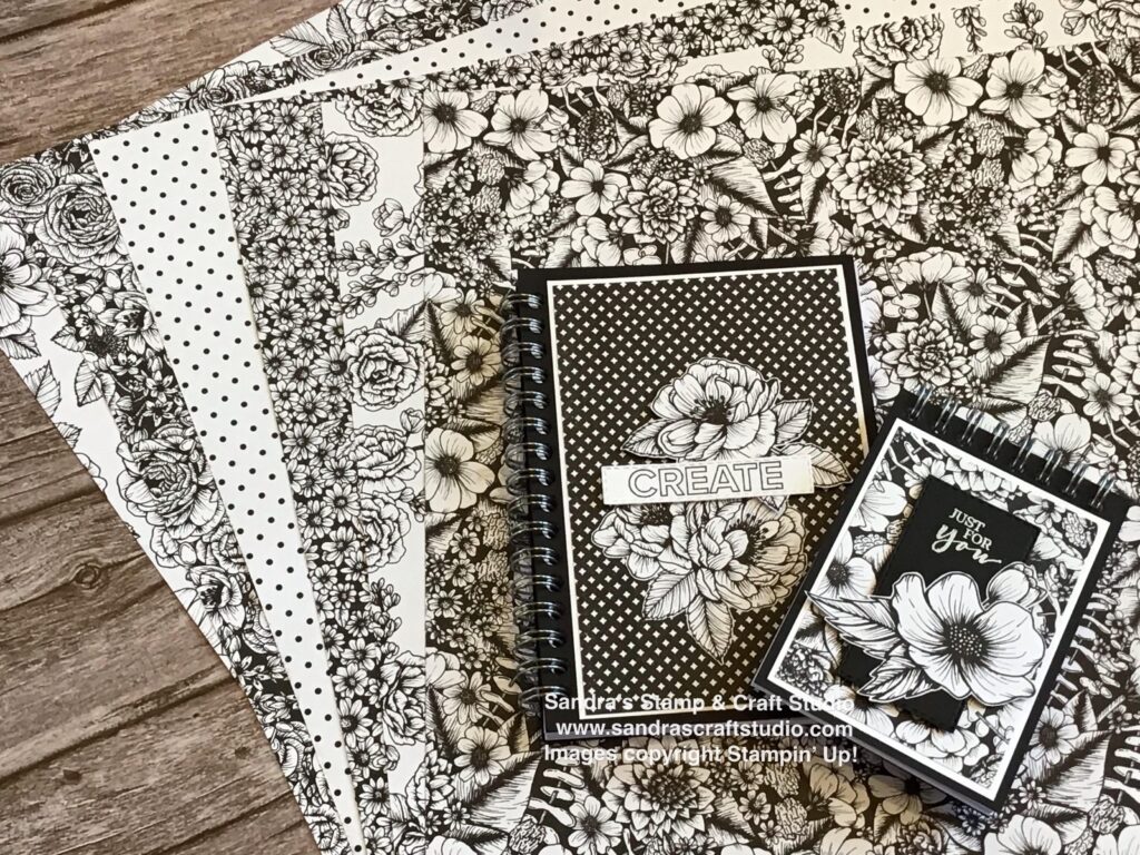 Monochrome True Love Designer Series Papers from Stampin' Up! to cover some small Notebooks