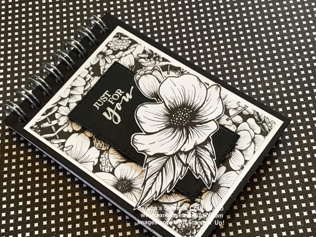 Monochrome A7 small covered Notebook using True Love Designer Series Paper from Stampin' Up!