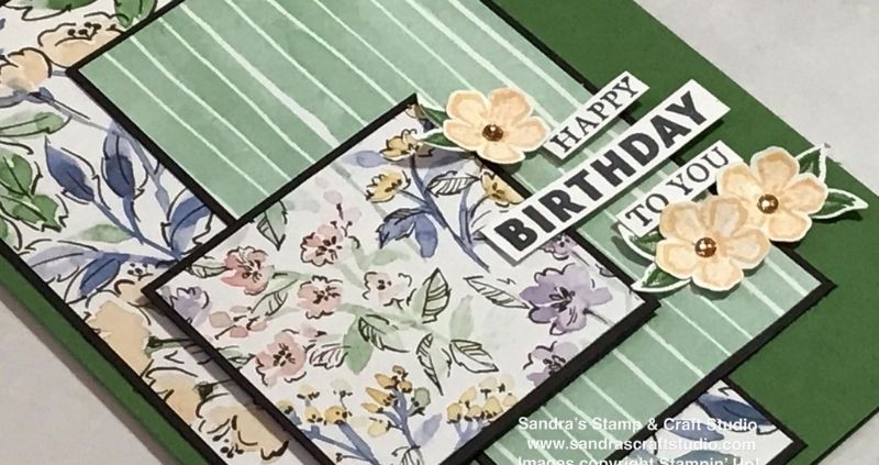 Floral Birthday card using Hand-Penned Designer Series Paper from Stampin' Up!