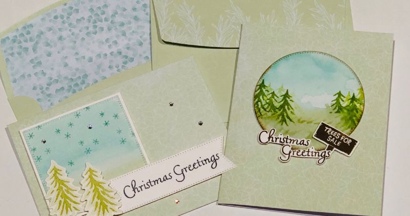 Handmade Watercoloured Christmas Tree card by Stampin' Up!